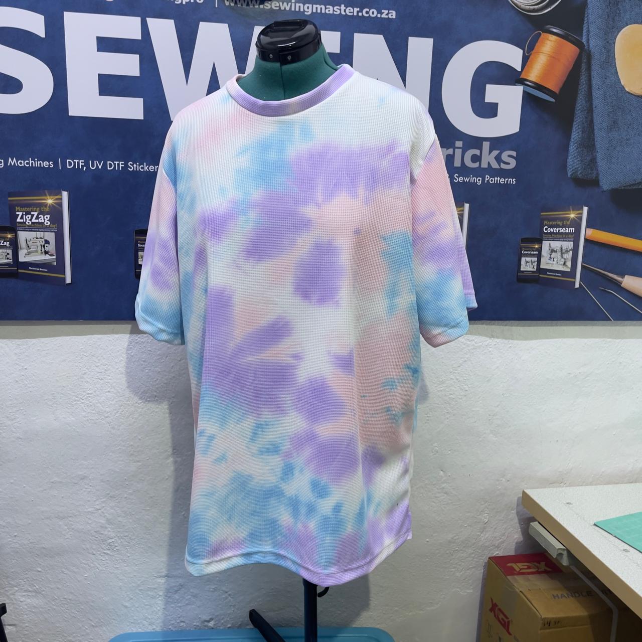 Oversized Waffle T-Shirt - Blue/Pink mix