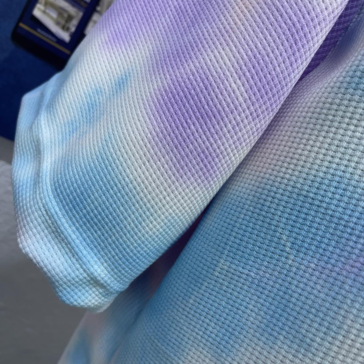 Oversized Waffle T-Shirt - Blue/Pink mix - Image 5